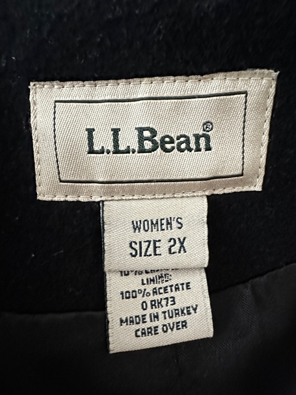 L.L.Bean Wool Cashmere Overcoat Black Long Minimalist Classic Quiet Luxury 2X - Picture 10 of 15